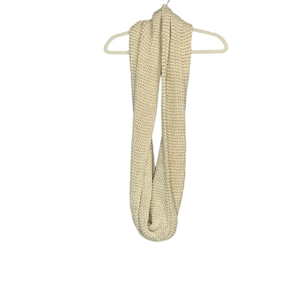 Merona festive white and gold chain‎ knit infinity scarf. - Picture 2 of 6